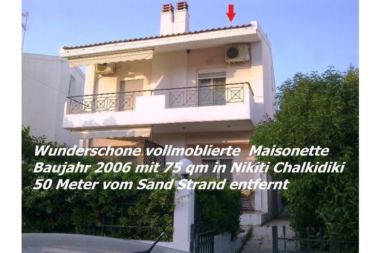 Wunderschne vollmblierte Maisonette Baujahr 2006 75 qm Nikiti Chalkidiki 50 Met - Wohnung kaufen - Bild 1