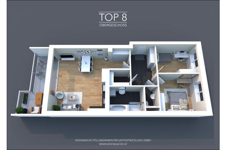 Neubau Balkonwohnung 81m² WFL 16m² Balkon Top 8 Obergeschoss - Wohnung kaufen - Bild 1