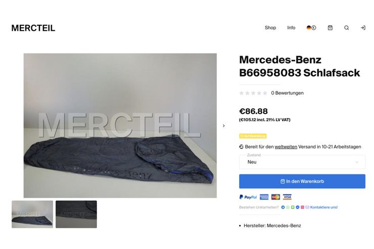 Mercedes Benz B66958083 Schlafsack - Innenausstattung - Bild 1
