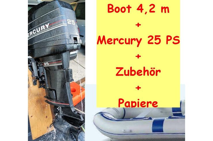 Schlauchboot 4 2m Aluboden Mercury 25PS - Motorboote & Yachten - Bild 1