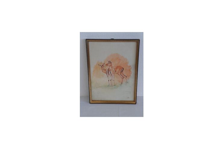 H754 Tierbild Gemlde Bild Rehe - Gemlde & Zeichnungen - Bild 1