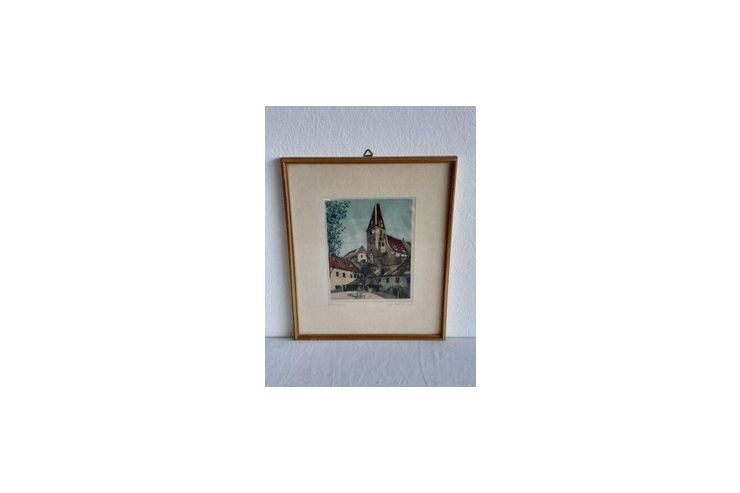 H543 Landschaftsbild original Farbradierung - Gemlde & Zeichnungen - Bild 1
