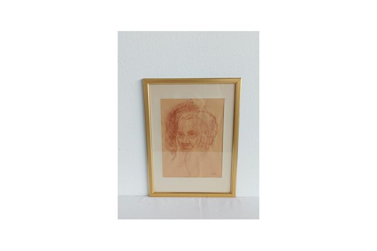 H241 Portrait Rtelzeichnung - Gemlde & Zeichnungen - Bild 1