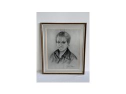 H384 gerahmte Kohlezeichnung Portrait - Gemlde & Zeichnungen - Bild 1