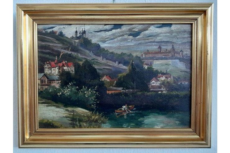 H358 l Holz Landschaftsbild - Gemlde & Zeichnungen - Bild 1