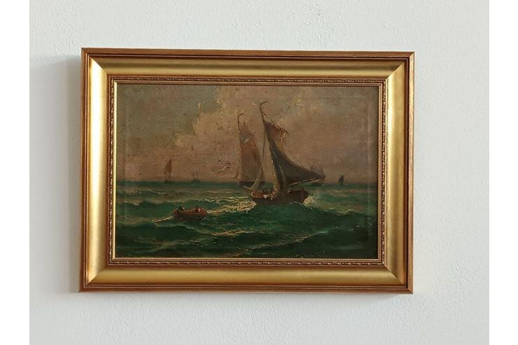 H170 lgemlde Bild Segelboote - Gemlde & Zeichnungen - Bild 1