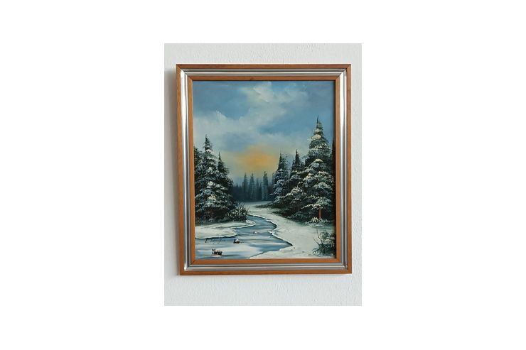 H124 Winterlandschaft lgemlde - Gemlde & Zeichnungen - Bild 1