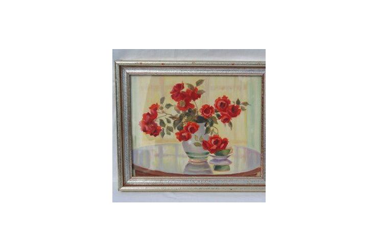 5705D Aquarell rote Blumen - Gemlde & Zeichnungen - Bild 1