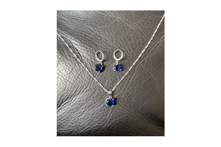 925 Silber Sterling Schmuckset Blau Kristall - Sets - Bild 1