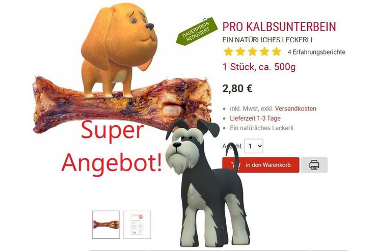 XXL KAUKNOCHEN GNSTIG HUNDESHOP - Futter & Npfe - Bild 1