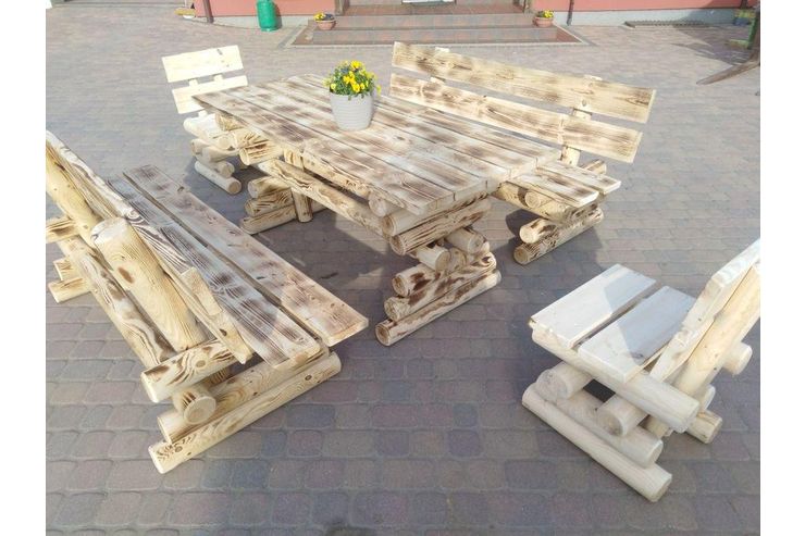 Gartenmbel Bnke Sthle Tisch Set Balken - Gartenmbel - Bild 1
