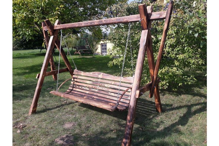 Gartenschaukel Holz Sitz 200cm 250cm breit - Garnituren - Bild 1