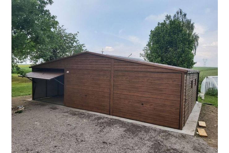 Blechgarage 9mx6m Gerthaus Farbe Walnuss - Baustoffe & Hausbau - Bild 1