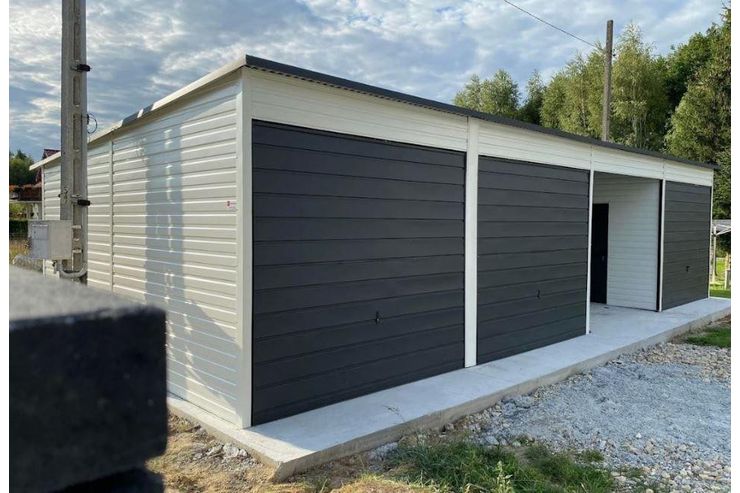12x6m Blechgarage Gerthaus Wei Tor Grafit - Gartenhuser & Pavillons - Bild 1