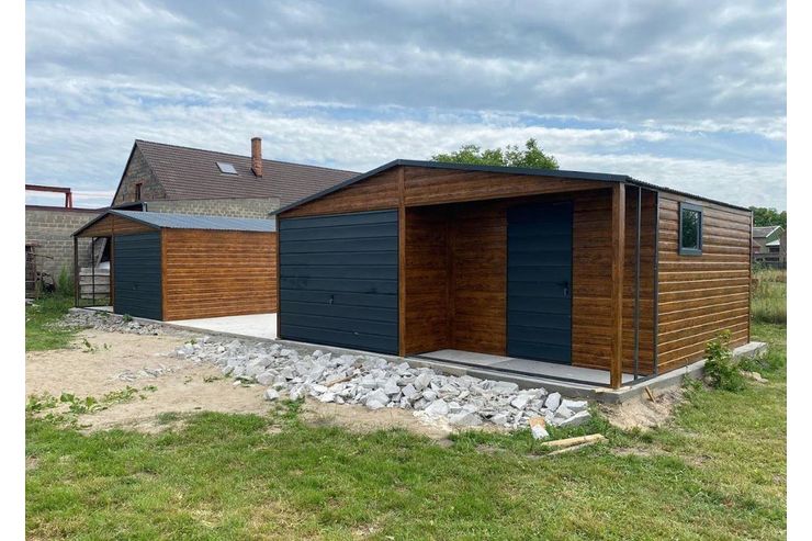6x6m Blechgarage Gerthaus Eichenholzoptik - Gartenhuser & Pavillons - Bild 1