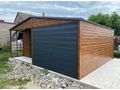 6x6m Blechgarage Eichenholzoptik Tor Anthrazit - Baustoffe & Hausbau - Bild 1
