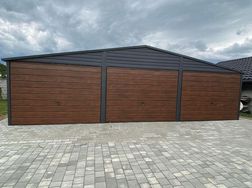 Garage 9x6m Graphit Tore Nussbaum Satteldach - Baustoffe & Hausbau - Bild 1