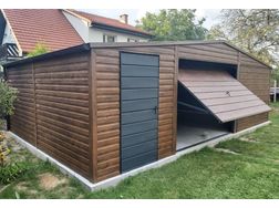 8x6m Autogarage Farbe Walnuss Trapezblech - Baustoffe & Hausbau - Bild 1