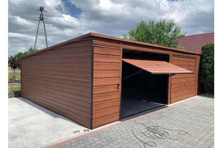 Blechgarage 8mx6m Gerthaus Walnuss - Baustoffe & Hausbau - Bild 1