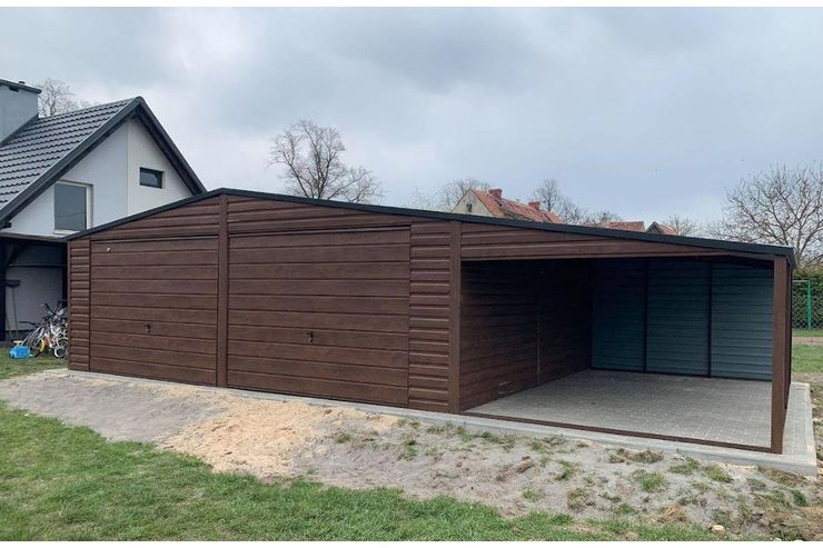 Blechgarage 7x5 Doppeltgarage Farbe Walnuss - Gartenhuser & Pavillons - Bild 1