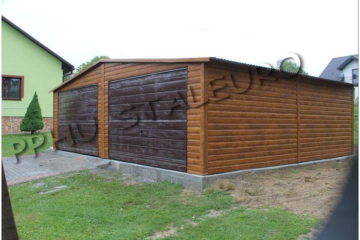 Blechgarage 7x6 Farbe Golden Eiche Braun - Gartenh�user & Pavillons - Bild 1