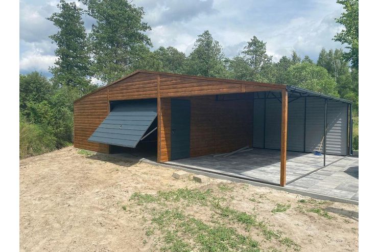Blechgarage 7x6 Schuppen Golden Eiche Graphit - Gartenh�user & Pavillons - Bild 1