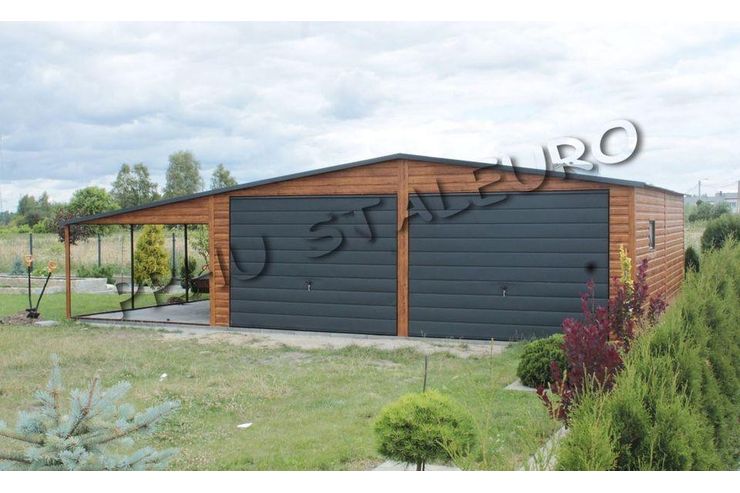 Blechgarage 7x6 Golden Eiche Graphit Tor - Gartenh�user & Pavillons - Bild 1