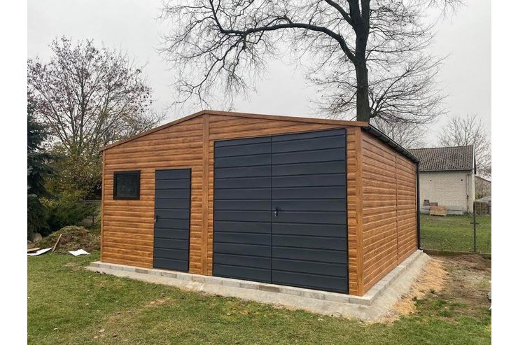 Blechgarage 7x6 Doppeltgarage Tor Graphit - Gartenh�user & Pavillons - Bild 1
