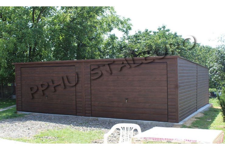 Blechgarage 7x6 Walnuss Doppeltgarage - Gartenh�user & Pavillons - Bild 1