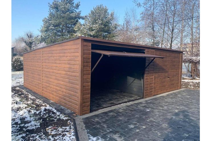 Blechgarage 7x7 Eichenholzimitation - Gartenh�user & Pavillons - Bild 1