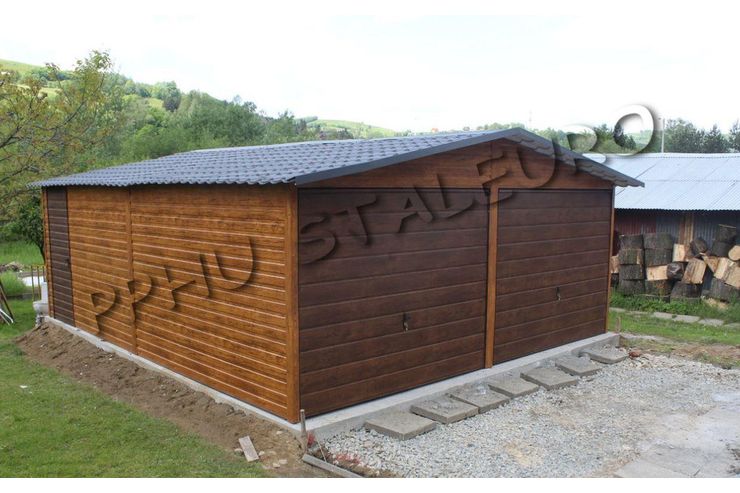 Blechgarage 6x6 Golden Eiche Walnuss Tor - Gartenh�user & Pavillons - Bild 1