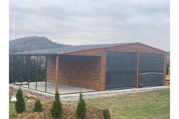 Blechgarage 6x6 Golden Eiche Graphit Tor - Gartenh�user & Pavillons - Bild 1