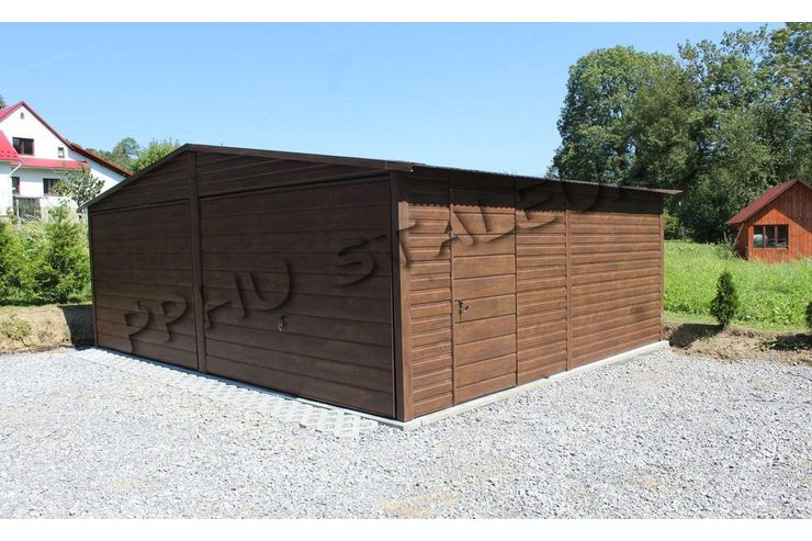 Blechgarage 6x6 Farbe Walnuss Doppeltgarage - Gartenh�user & Pavillons - Bild 1