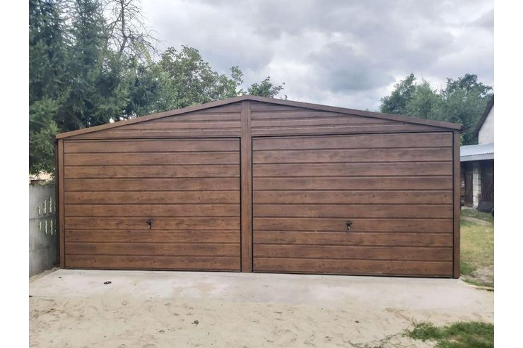 Blechgarage 6x5 Farbe Holzmaserung Nussbaum - Gartenh�user & Pavillons - Bild 1