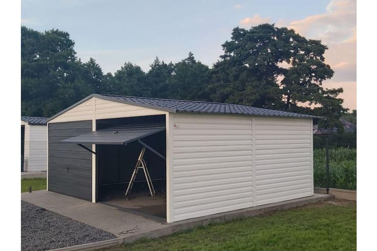 Blechgarage 6x5m Wei� Graphit Versteck Lager - Gartenh�user & Pavillons - Bild 1