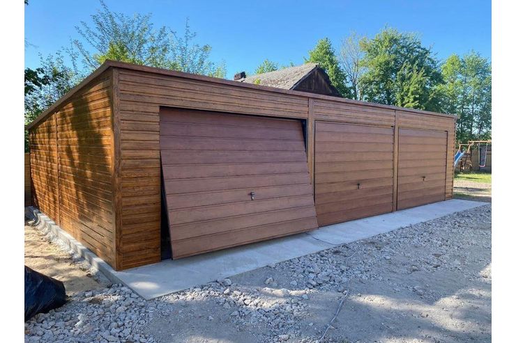 10mx6m Blechgarage Goldene Eiche T�ren Nussbaum - Gartenh�user & Pavillons - Bild 1