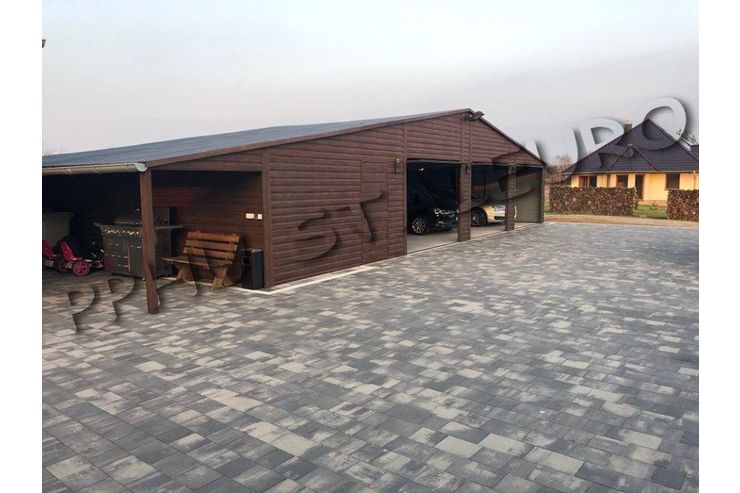 Garage 17x7 Holzoptik Dunkle Walnuss - Gartenh�user & Pavillons - Bild 1