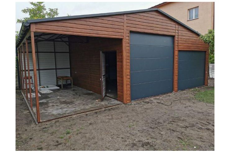 Blechgarage 9x6 Satteldach Goldene Eiche Tor - Gartenh�user & Pavillons - Bild 1