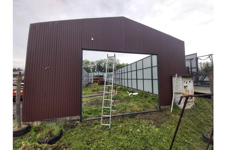 Garage 30x7 m Blechgarage Fl�geltor Braun - Gartenh�user & Pavillons - Bild 1