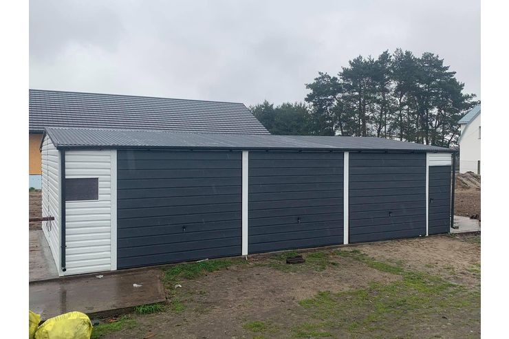 Garage 11x6 Satteldach Wei� Tore Graphit - Gartenh�user & Pavillons - Bild 1