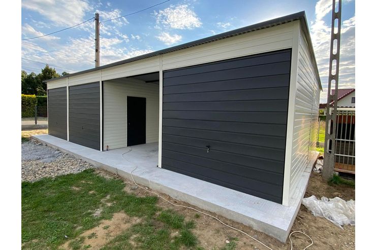 Garage 12x6 m Wei� Tor Graphit - Gartenh�user & Pavillons - Bild 1
