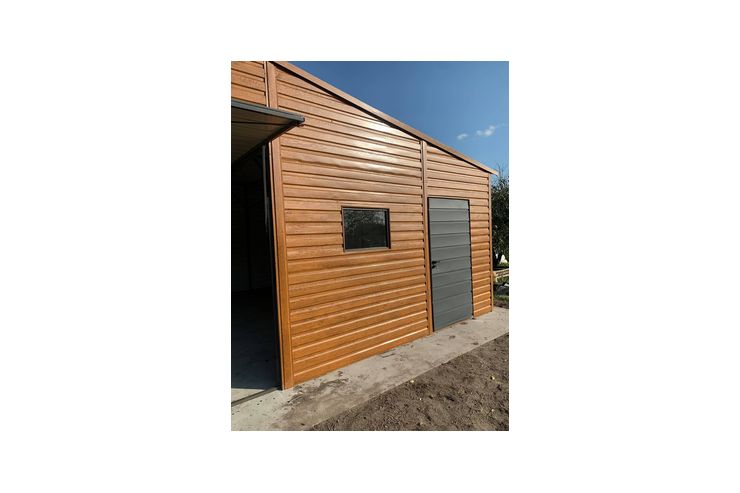 Garage 12x7 m Goldene Eiche Tor Grafit - Gartenh�user & Pavillons - Bild 1