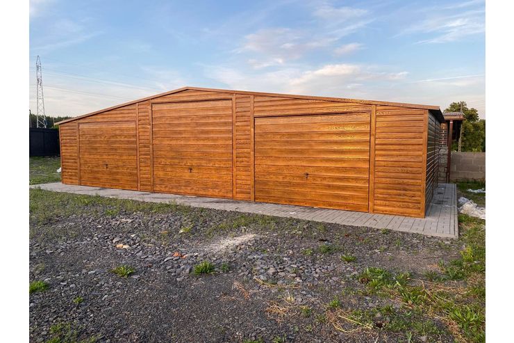 Garage 12x8 m Goldene Eiche Trapezblech - Gartenh�user & Pavillons - Bild 1