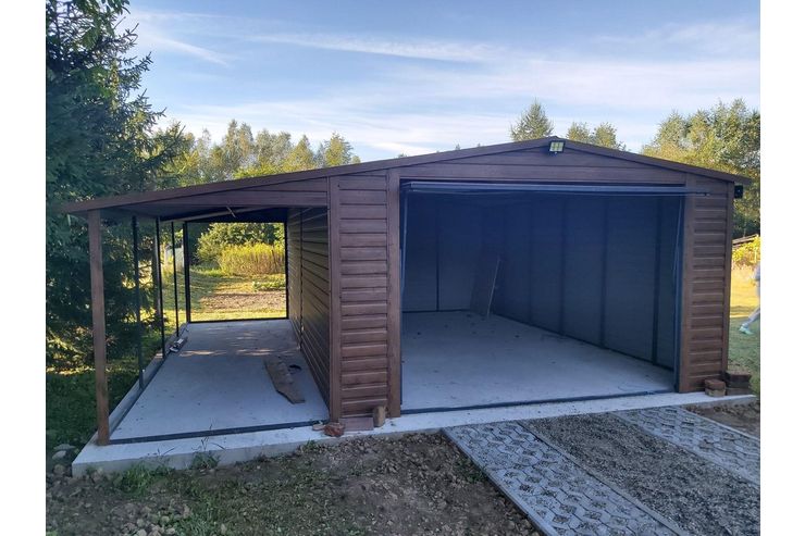 Garage 4x6 m Goldene Eiche 2 m Unterstand - Gartenh�user & Pavillons - Bild 1