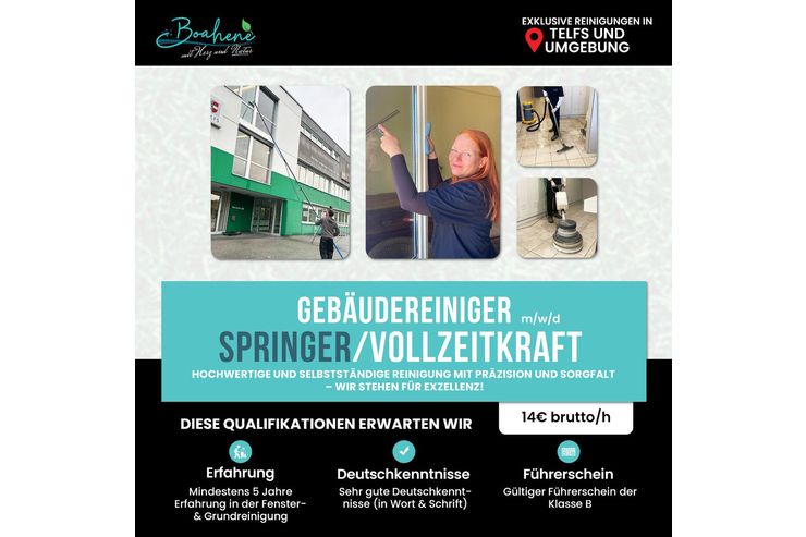 GEB�UDEREINIGER SPRINGER VOLLZEIT m w d - Jobs Sauberkeit & Ordnung - Bild 1