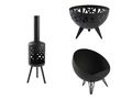 Kamin Gartenkamin Feuerstelle Schwarz - Holzkohlegriller - Bild 1